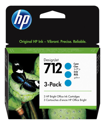 Pack 3 Cartuchos Hp 712 29ml Cyan