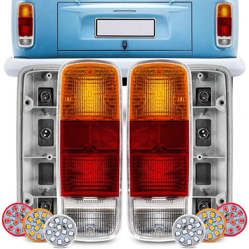 Par Lanterna Tricolor + Soquete + Lampada Led Kombi Clipper