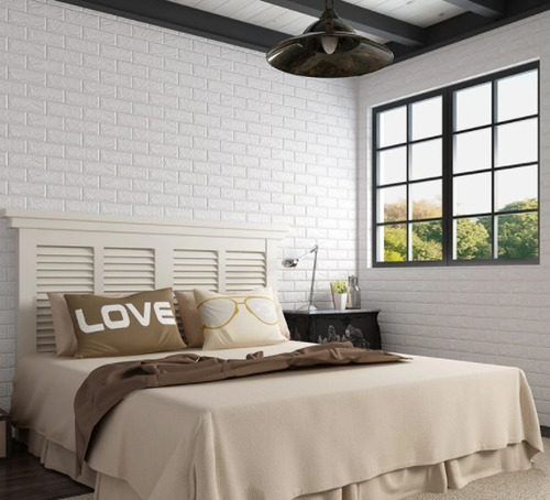 Imagen 7 de 8 de Papel Tapiz Ladrillo Blanco 3d - Autoadhesivo Para El Hogar