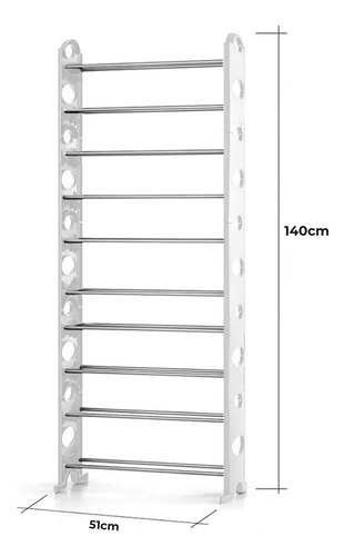 Rack Zapatera 10 Niveles 30 Pares Zapatos Organizador Mueble Color Blanco