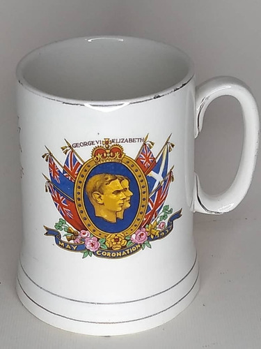 Taza De Porcelana Crounford England George Y Elizabeth En Pe