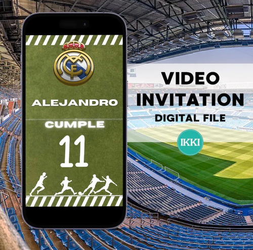 Invitación Digital Video Del Equipo De Futbol Real Madrid 