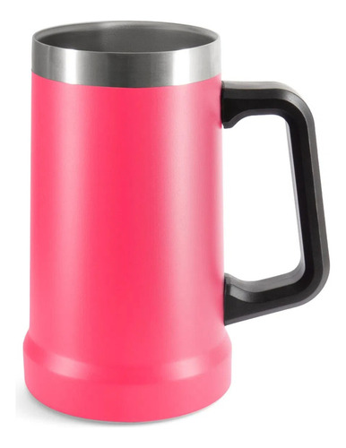 Caneca Térmica 700 Ml Chopp Cerveja Camada Dupla Em Inox Cor Rosa Escuro Linha Premier