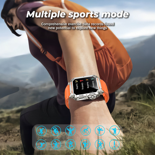 Reloj Inteligente Smart Watch 1.96 Con Monitor De Frecuencia Caja Naranja Luces LED de colores