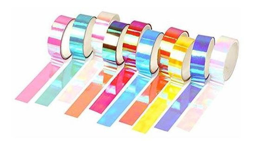 10 Rollos De Cinta Adhesiva Holográfica Washi Diy Rain...