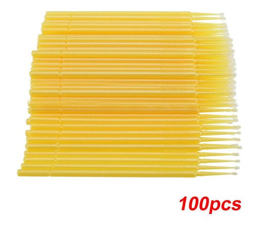 100 Microbrush Microaplicadores Microcepillos Para Pestañas Mink (modelo: Yellow Large)