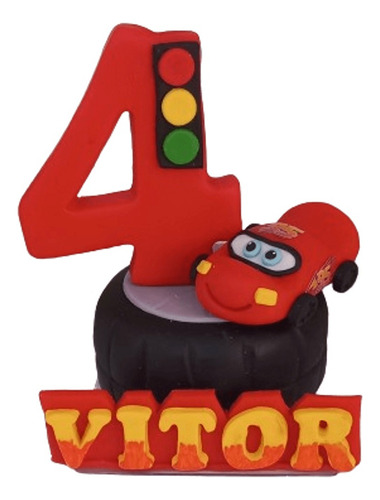 Vela Topo De Bolo Em Biscuit Carros, Relâmpago Macqueen