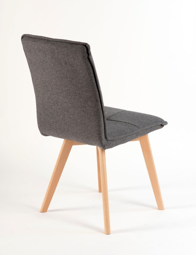 Silla Amanda Chenille Y Madera Pack 4 Unid Asiento Gris Oscuro