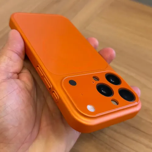 Capa Laranja Para iPhone 14 Pro, Max Magsafe Vidro Proteção
