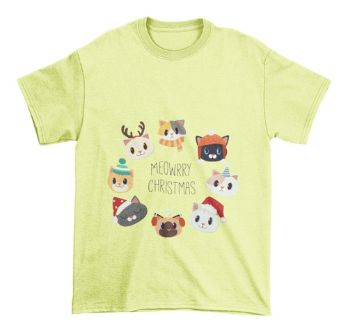 Polera Juvenil Niña Niño Gatitos Navidad Algodon Estampado