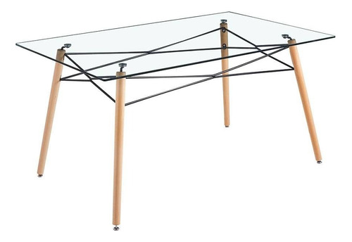 Mesa Eames Rectangular Cristal Moderna Para Comedor Retro