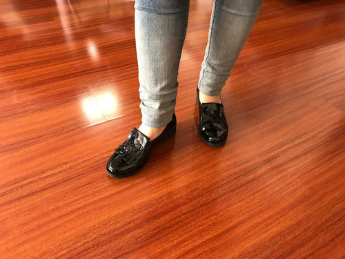 Zapatos Mocasines Mujer Charol Cómodos Para Falda O Pantalon