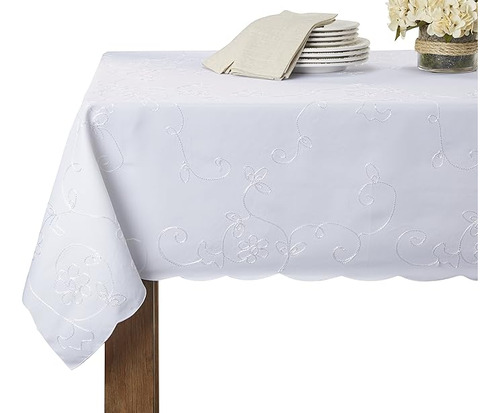 Violet Linen Dublin Mantel Diseño Bordado 52 X 70 Pulgadas R