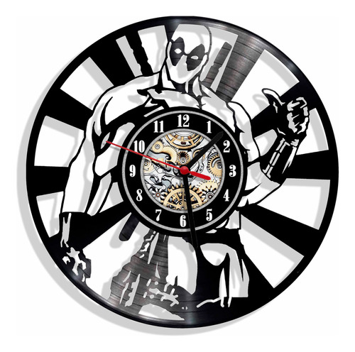 Reloj De Pared Elaborado En Disco Lp Ref. Deadpool