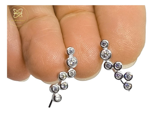 Imagen 2 de 5 de Aros Plata Colgante Con Cubic