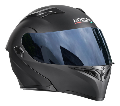 Casco Motocicleta Abatible Con Luz Led Dot Negro/rojomocoerl Color Negro Tamaño Del Casco L