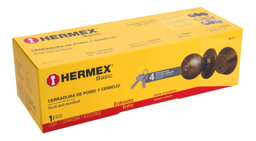 Imagen 3 de 5 de Juego De Cerradura Chapa Para Puerta Llave-mariposa Hermex