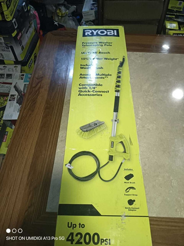 Poste De Extensión Ryobi 18 Pies C/cepillo, P/hidrolavadora