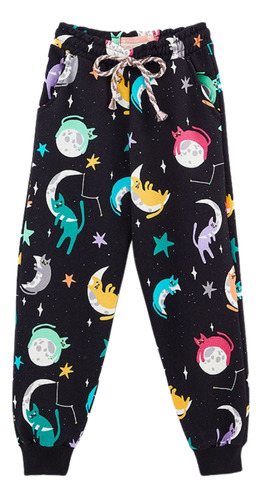 Calça Infantil Menina Moletom Mundo Preta Fábula 516283