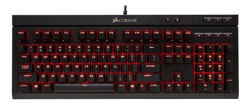 Teclado gamer Corsair K68 QWERTY Cherry MX Red español color negro con luz roja