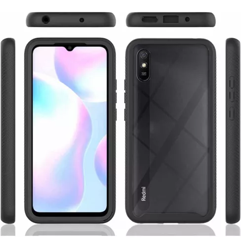 FaDream - Funda para Xiaomi Redmi 9A, resistente a prueba de golpes, de  doble capa, resistente, con función atril (2 unidades) con protector de