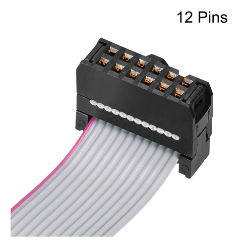 Cable Plano Flexible Idc 12 Pin Conector Fc/fc Tipo A Gris