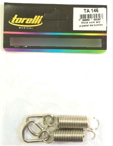 Imagem 2 de 10 de Mola Com Elo Pedal De Bumbo De Bateria Kit Com 2 Torelli