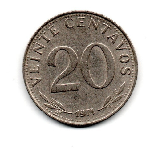 Bolivia Moneda 20 Centavos Año 1971 Km#189 Fecha Escasa