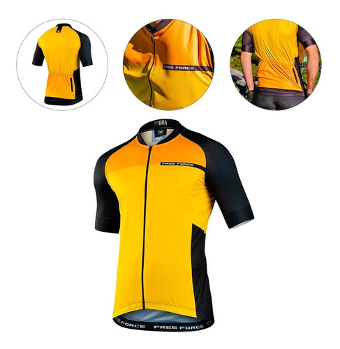 Camisa Freeforce Masculina Sport Leap Amarela E Preta Cicli