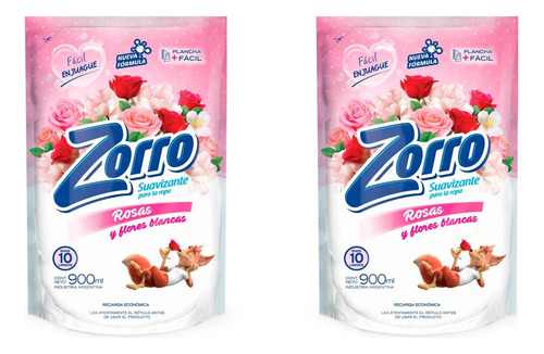 Suavizante Para Ropa Rosa & Flore Blanca Zorro 900ml Pack X2
