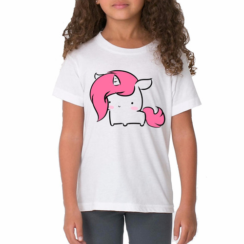 Remera De Niño Unicornio Pelo Rosa Rainbow Pink Caballo