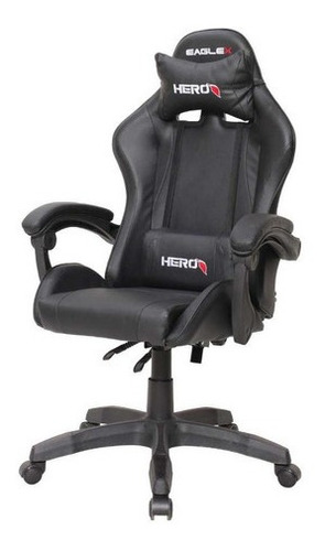 Cadeira Gamer Profissional Reclinável Giratória Hero Preta Couro Sintético Cadeiras Inc Preto