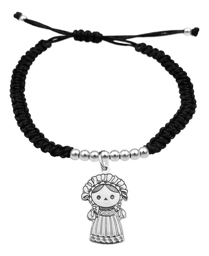 Pulsera Bolitas Muñeca Lele Maria Plata 925 Negra