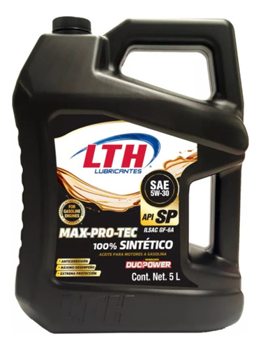 Aceite Motor Sintetico 5w30 Gf-5 Max Pro Tec Lth 20 Litros