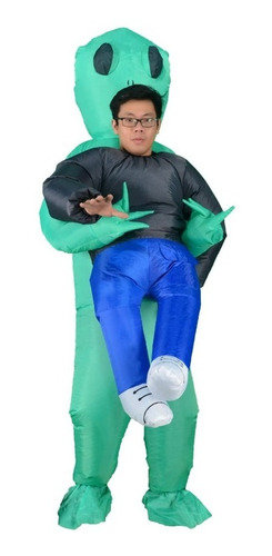 Imagen 4 de 4 de Disfraz Inflable Halloween Marciano Verde Ovni