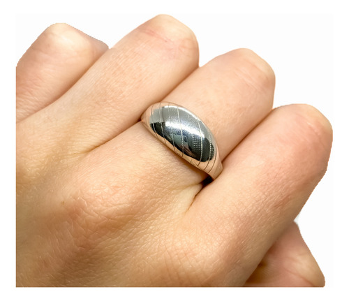Anillo Cabujón Diseño Lineas Plata 925 T:22