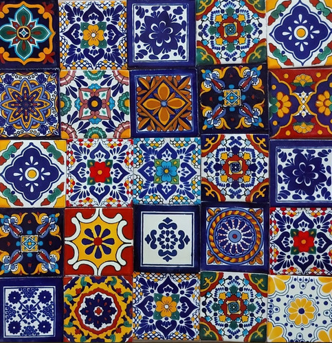 100 Azulejos Talavera 10cm Diferente Colores Confeti Surtido
