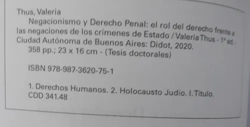 Negacionismo Y Derecho Penal / Valeria Thus