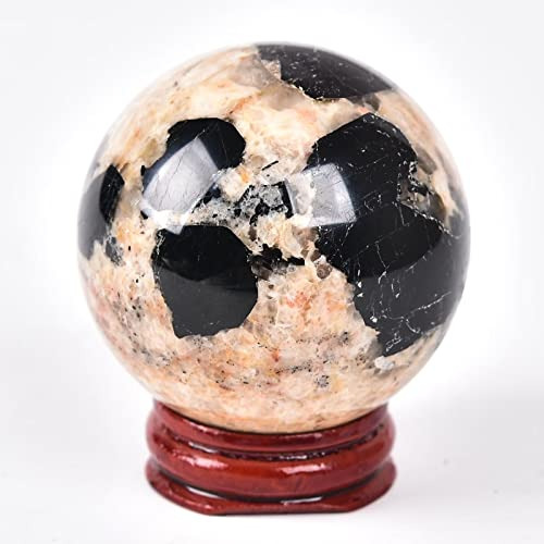 Amoystone Bola De Turmalina Negra Natural, Esfera De Cristal