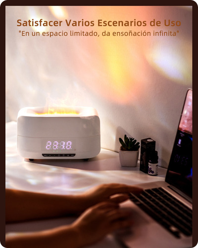 Humidificador Despertador Bluetooth Altavoz Lámpara Incienso Color Blanco