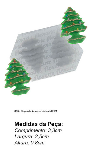 Molde De Silicone 816 - Dupla Árvores De Natal Eva Flexarte