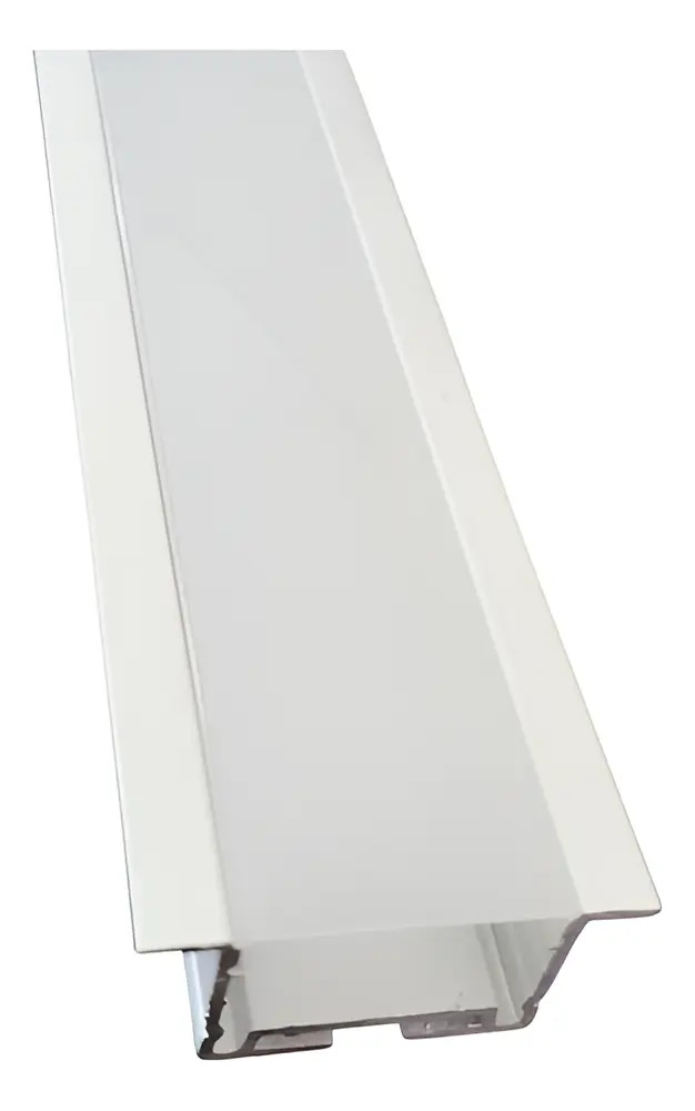 Perfil Led Embutido Largo Grosso 40mm Branco 1mt Aluminio Cor Da Luz S/ Fita Led