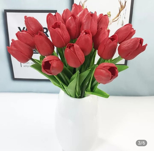 Kit 10 Pcs Flores Tulipas Vermelhas Toque Real Lindas | Parcelamento sem  juros