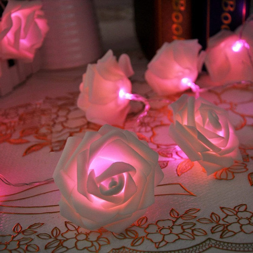 Lampara Decorativa Diseño Rosa Led Caja Bateria Dia San Boda