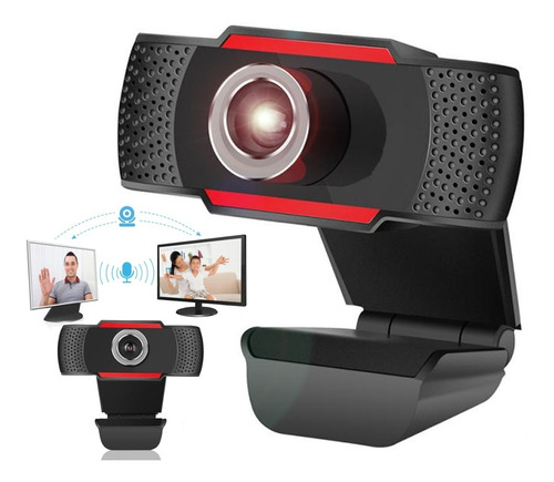 Webcam Con Microfono Doble Camara Usb Para Pc Hd 720p Skype! Color Negro
