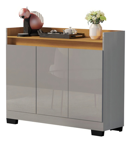 Buffet Aparador 3 Portas Real Cinza/mel Ebwt