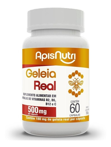 Geleia Real 500mg 60 Cápsulas - Apisnutri 