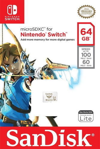 Imagen 5 de 6 de Micro Sd 64gb Sandisk Memoria Oficial Nintendo Switch
