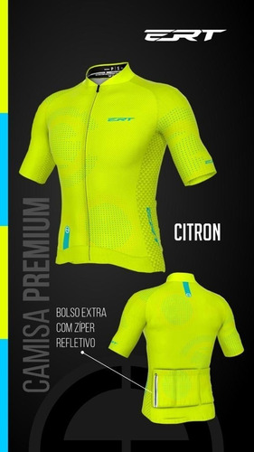 Imagem 3 de 4 de Camisa De Ciclismo Premium Ert Citron + Brinde