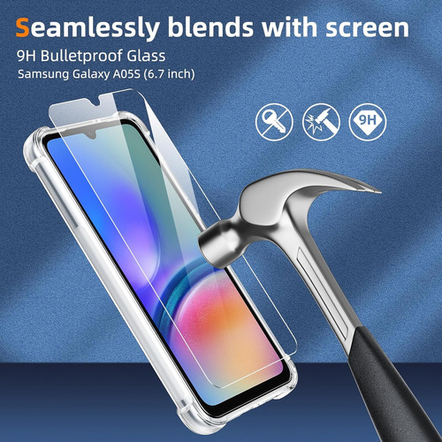 Funda Uso Rudo Silicona Tpu Suave Para Galaxy A05s+mica Transparente Samsung Galaxy A05s